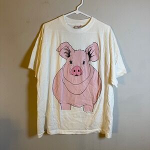 Vintage 1990 Sock and Roll Corp Pig Graphic T-Shirt Tee Jays White XL USA Made